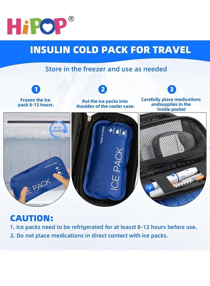 HIPOP 2 PCS Ice Packs for Insulin Cooler Travel Case, Reusable TSA  Approved Ice Packs, Travel Ices Pack for Medications, Keep Medication Cool 8-10h in Diabetic Travel Case (Ice Pack Only) - Image 3