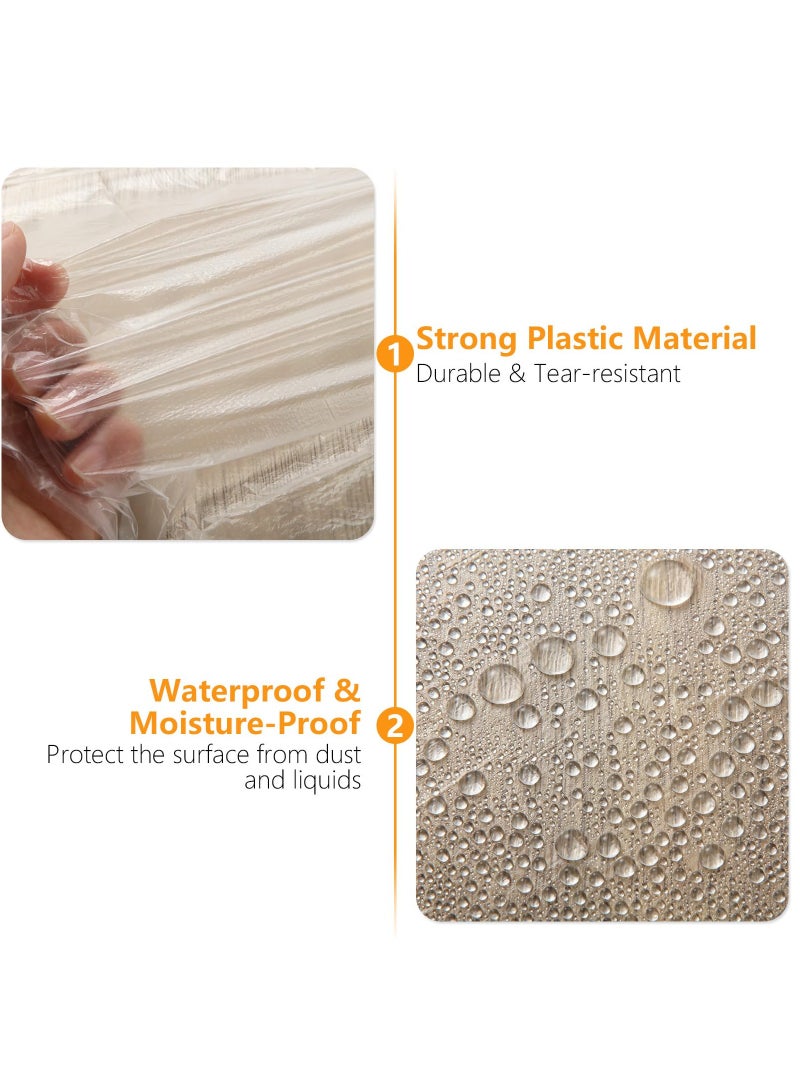 SYOSI 3 Rolls Plastic Dust Sheets for Decorating, 4m x 20m Waterproof Masking Film Rolls, Pre-Taped Plastic Drop Film for Painting Furniture Covering - Image 4