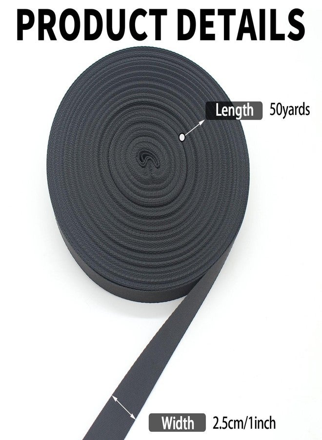 ZHFMLY ZHFMILY 1 inch Black Nylon Webbing Straps for Sewing 50 Yards 25mm Heavy Canvas Webbing Strap with Buckles for Bags-Lawn Chair Replacement-Hammock-Pet-Crafts & Projects Supplies - Image 2