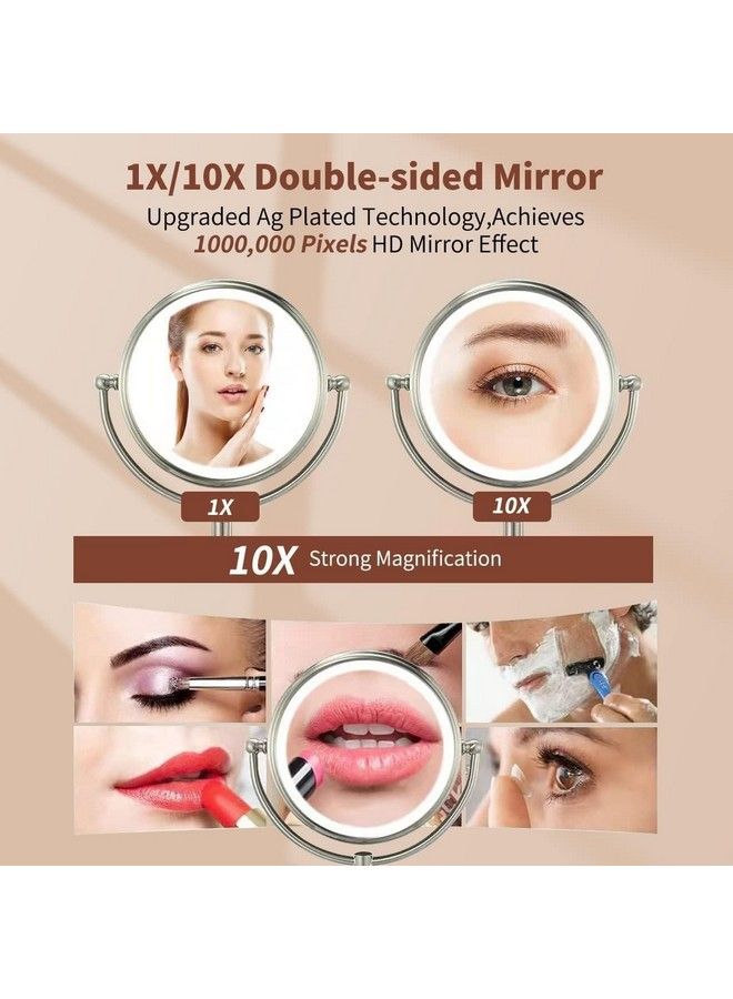 VESAUR مرآة مكياج مضاءة كبيرة بحجم 8.5 بوصة مهنية محدثة مع 3 ألوان من الأضواء 1X 10X مرآة دوارة مكياج مع 48 ضوء LED متميز قابل للتعتيم - Image 3
