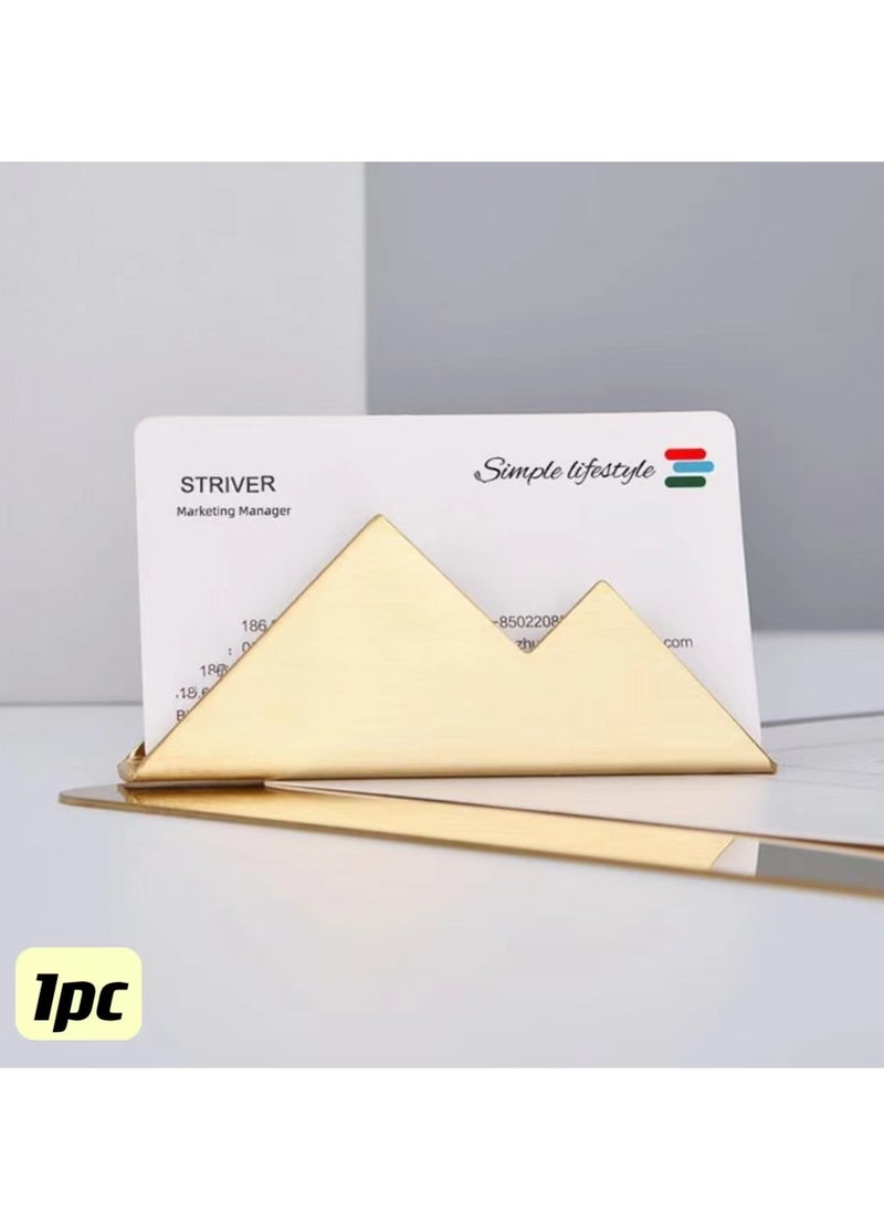 Generic Metal Desk Card Holder Brass Business Card Display Stand for Women Men Gold 1 Pack  - Image 1