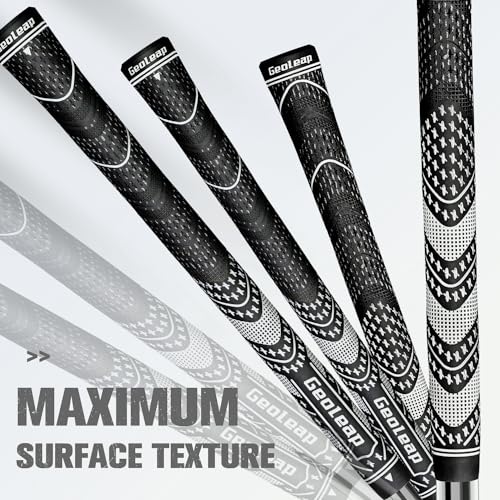 Geoleap Golf Grips Set of 13- Cord Rubber Compound Material, Hybrid Golf Club Grips, All Weather Performance.(Black, Midsize) - Image 4