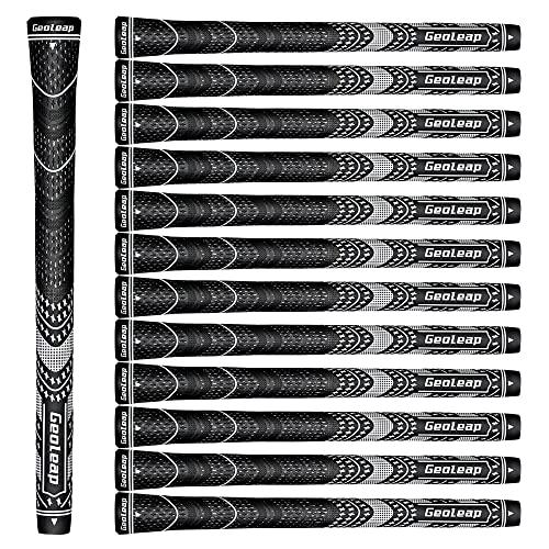 Geoleap Golf Grips Set of 13- Cord Rubber Compound Material, Hybrid Golf Club Grips, All Weather Performance.(Black, Midsize) - Image 1