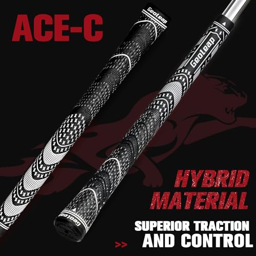 Geoleap Golf Grips Set of 13- Cord Rubber Compound Material, Hybrid Golf Club Grips, All Weather Performance.(Black, Midsize) - Image 2