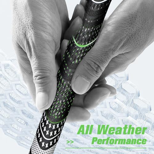 Geoleap Golf Grips Set of 13- Cord Rubber Compound Material, Hybrid Golf Club Grips, All Weather Performance.(Black, Midsize) - Image 3