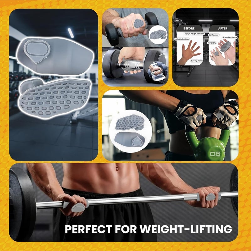 PulseITHold Silicone Weight Lifting Hand Grips | Non-Slip Gym Gripper Pads for Dumbbells, Barbells & Pull-Ups | Anti-Sweat, Comfortable & Durable | Workout Gloves Alternative for Men & Women (Grey) - Image 2