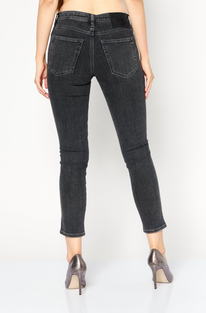 DIESEL Women Slim Fit Washed Stretchable Denim Jeans, Black - Image 3
