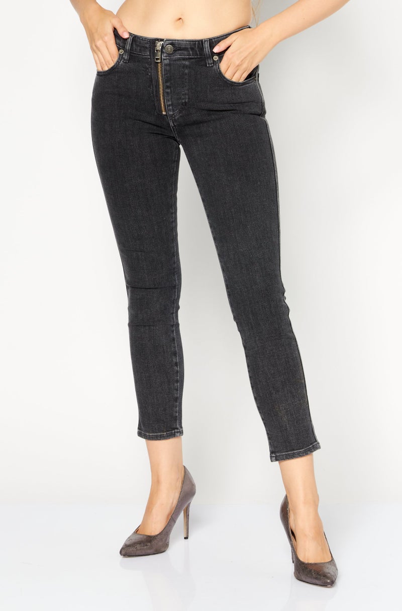 DIESEL Women Slim Fit Washed Stretchable Denim Jeans, Black - Image 1