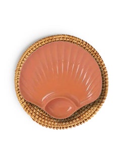 KitchAntique KitchAntique ShellShaped Chips Dip Plates Lightweight Divided Wheat Straw Dish Dishwasher Microwave Safe Serving Tray for Snacks Appetizers Ideal for Parties Family Gatherings Orange  - Image 1