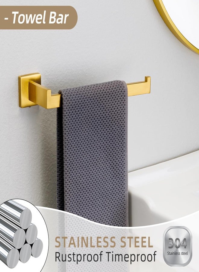 Fenas 5 Piece Bathroom Hardware Set 23.6 Inch Brushed Gold Towel Bar Set Bathroom Towel Holder Set Towel Rack Set Heavy Duty Wall Mounted - Image 3