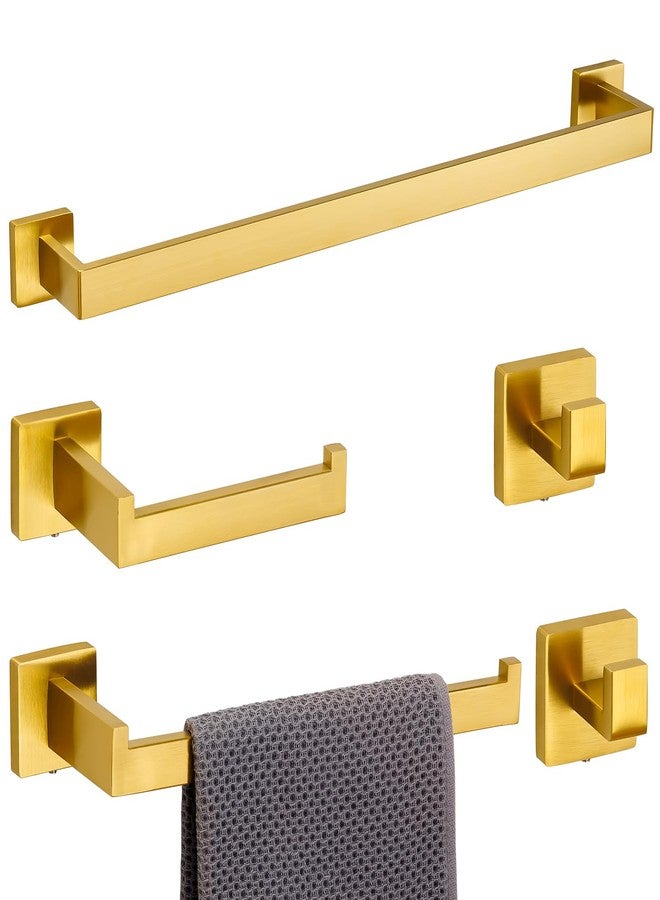 Fenas 5 Piece Bathroom Hardware Set 23.6 Inch Brushed Gold Towel Bar Set Bathroom Towel Holder Set Towel Rack Set Heavy Duty Wall Mounted - Image 1