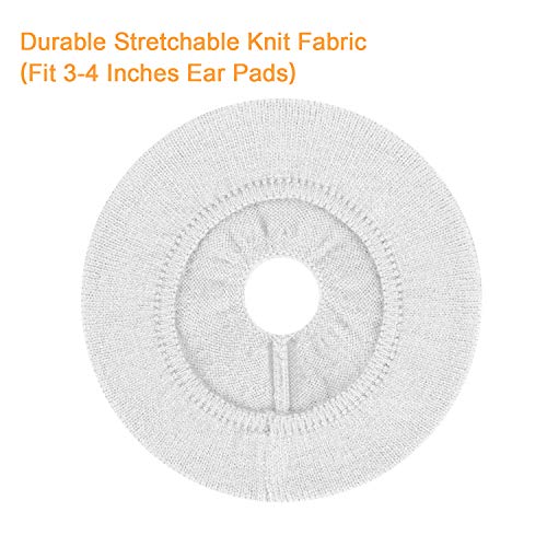 JARMOR Earpads Sweater Cover Protectors with Stretchable Knit Fabric for Beats Studio 3/2 Bose QC35 25 15 Headphones and Other Headsets with 3-4 Inch Ear Cushions [ 2 Pairs ] (White) - Image 3