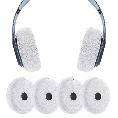 JARMOR Earpads Sweater Cover Protectors with Stretchable Knit Fabric for Beats Studio 3/2 Bose QC35 25 15 Headphones and Other Headsets with 3-4 Inch Ear Cushions [ 2 Pairs ] (White) - Image 1