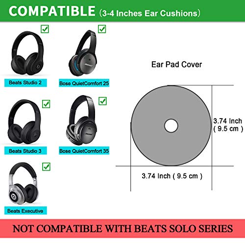 JARMOR Earpads Sweater Cover Protectors with Stretchable Knit Fabric for Beats Studio 3/2 Bose QC35 25 15 Headphones and Other Headsets with 3-4 Inch Ear Cushions [ 2 Pairs ] (White) - Image 2