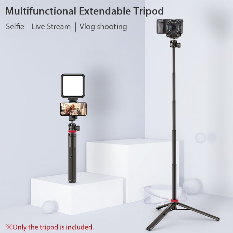 Phone Tripod Stand: Black 4 Sections Extendable 32.5cm To 109cm 360° Rotatable Ball Head - Quick Release Phone Clip With Cold Shoes Mount Standard 1/4 Inch Screw For Video Recording Live Streaming Vlo - Image 2