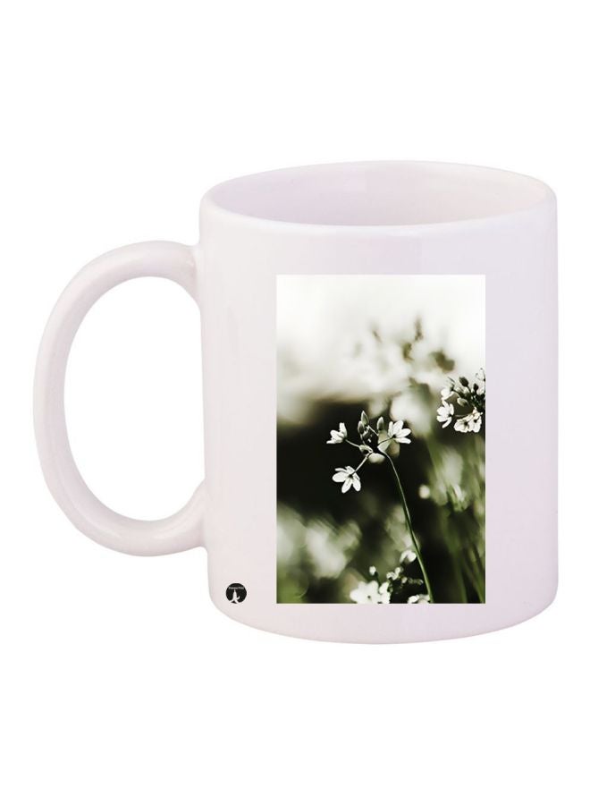 RYN Floral Printed Coffee Mug White/Green/Black 11ounce