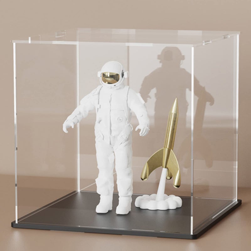 SVENJBB SVENJBB Acrylic Display Case 8x8x8 Inch Cube Clear Acrylic Box with Matte Black Base and Lid for Collectibles and Figures 