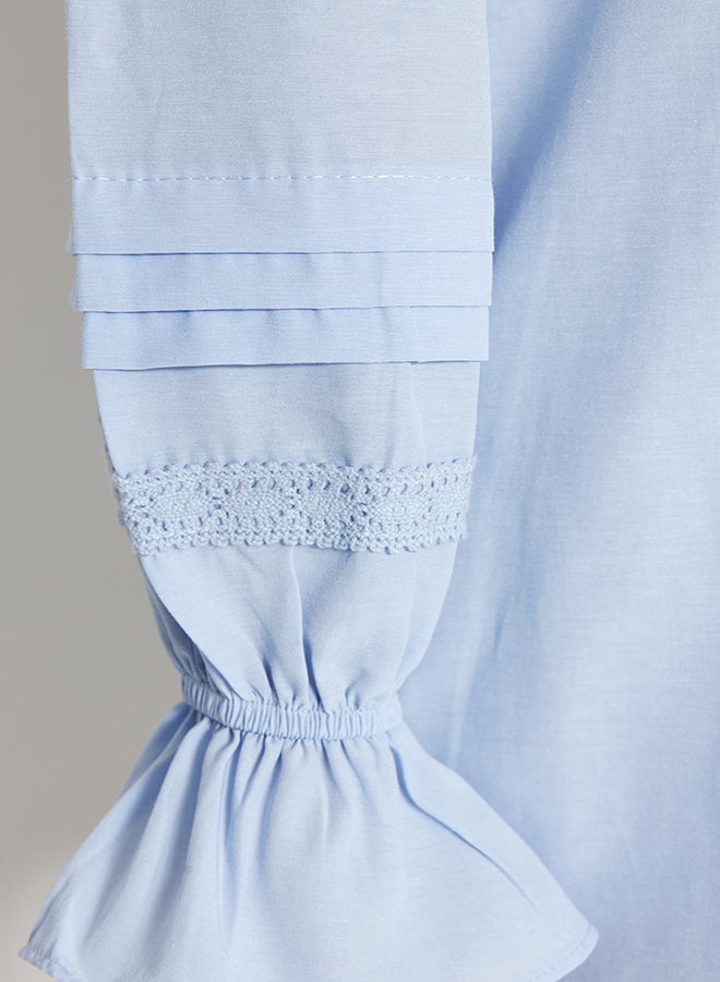 trendyol Light Blue Lace/Mesh/File Regular Terrycotton Plain Weave TCTSS23TG00033  - Image 5