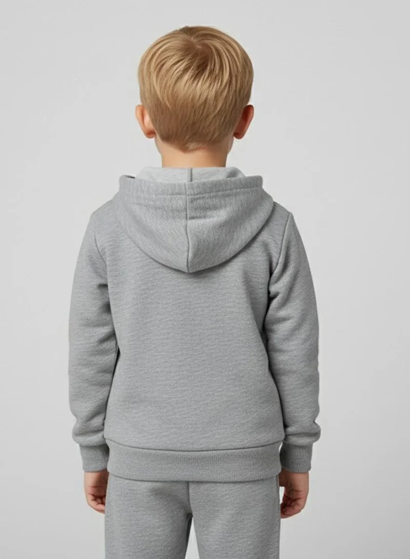 babyqlo Boys Samurai Graphic Grey Zip-Up Winter Hoodie