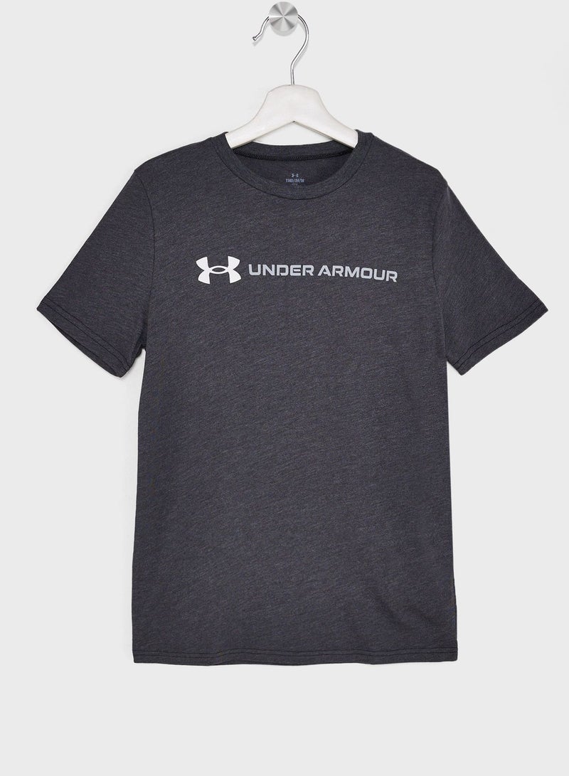 UNDER ARMOUR Boys' Wordmark Logo Short Sleeve T-shirt  - Image 1