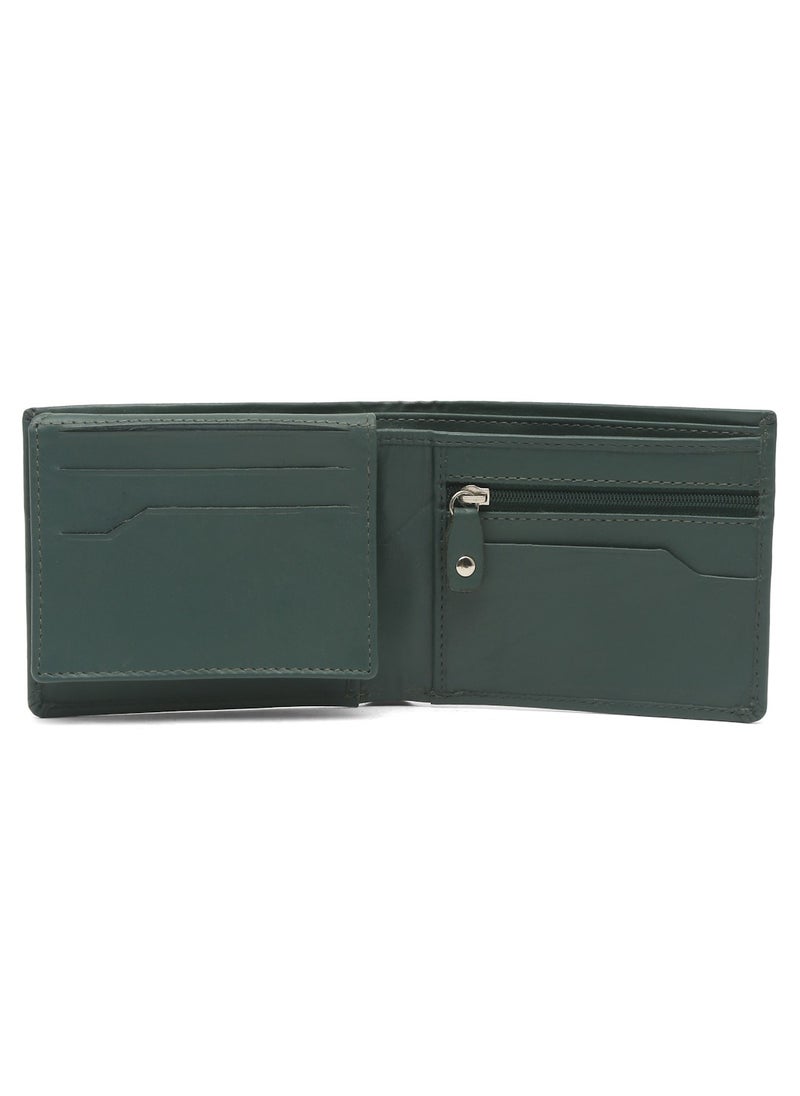TEAKWOOD Genuine  Leather RFID Two Fold Green Wallet Men  - Image 3