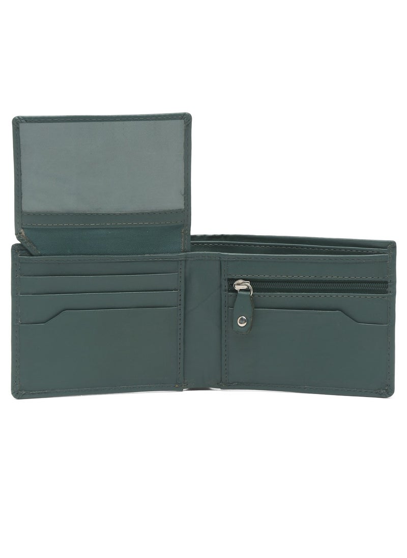 TEAKWOOD Genuine  Leather RFID Two Fold Green Wallet Men  - Image 4