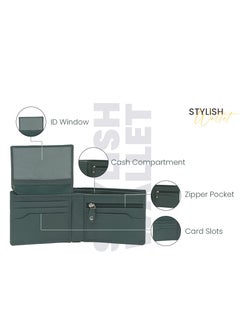 Genuine  Leather RFID Two Fold Green Wallet Men - pzsku/Z5727985D436960B297EBZ/45/_/1716790978/582ff525-06a5-46ac-a447-5952365b42a2