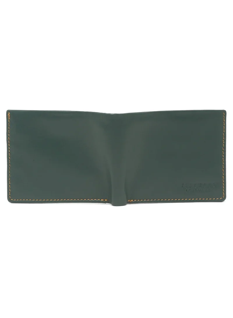 Teakwood green Teakwood Leather Genuine Leather Bi-Fold Wallet for Men | Green Slim Wallet | 2 Main Compartments | 7 Card Slots | 1 ID Window | 2 Slip Pockets | Zip Coin Pocket | Lightweight Durable Everyday Travel Wallet for Men | Best Price UAE
