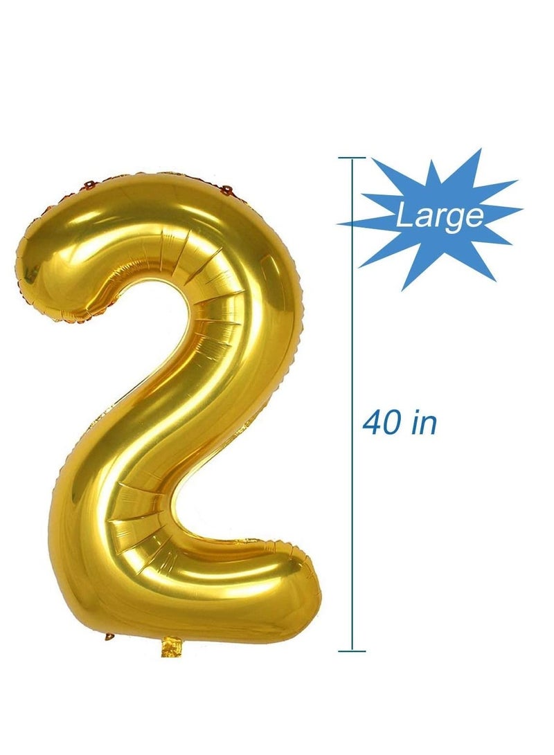 Brain Giggles 40 Inch Gold Number 2 Foil Balloon - Image 3