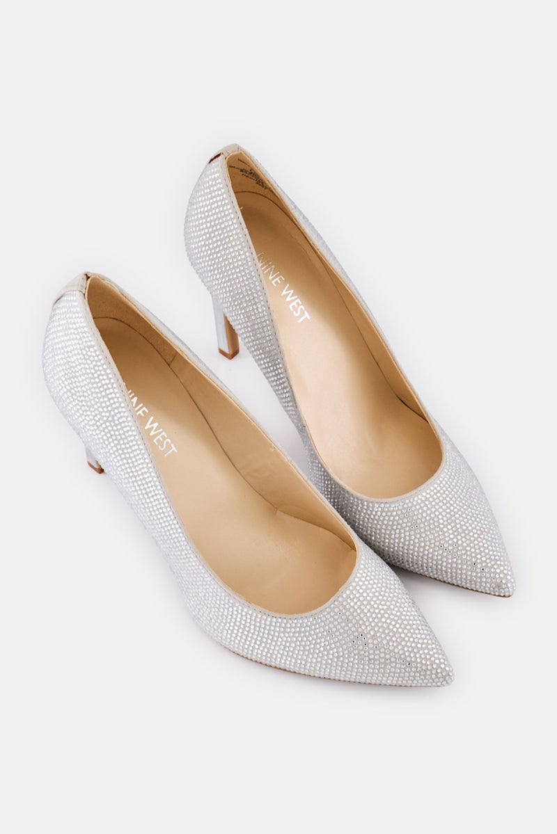 NINE WEST Women Twinn Slip On Pumps, Silver - Image 2