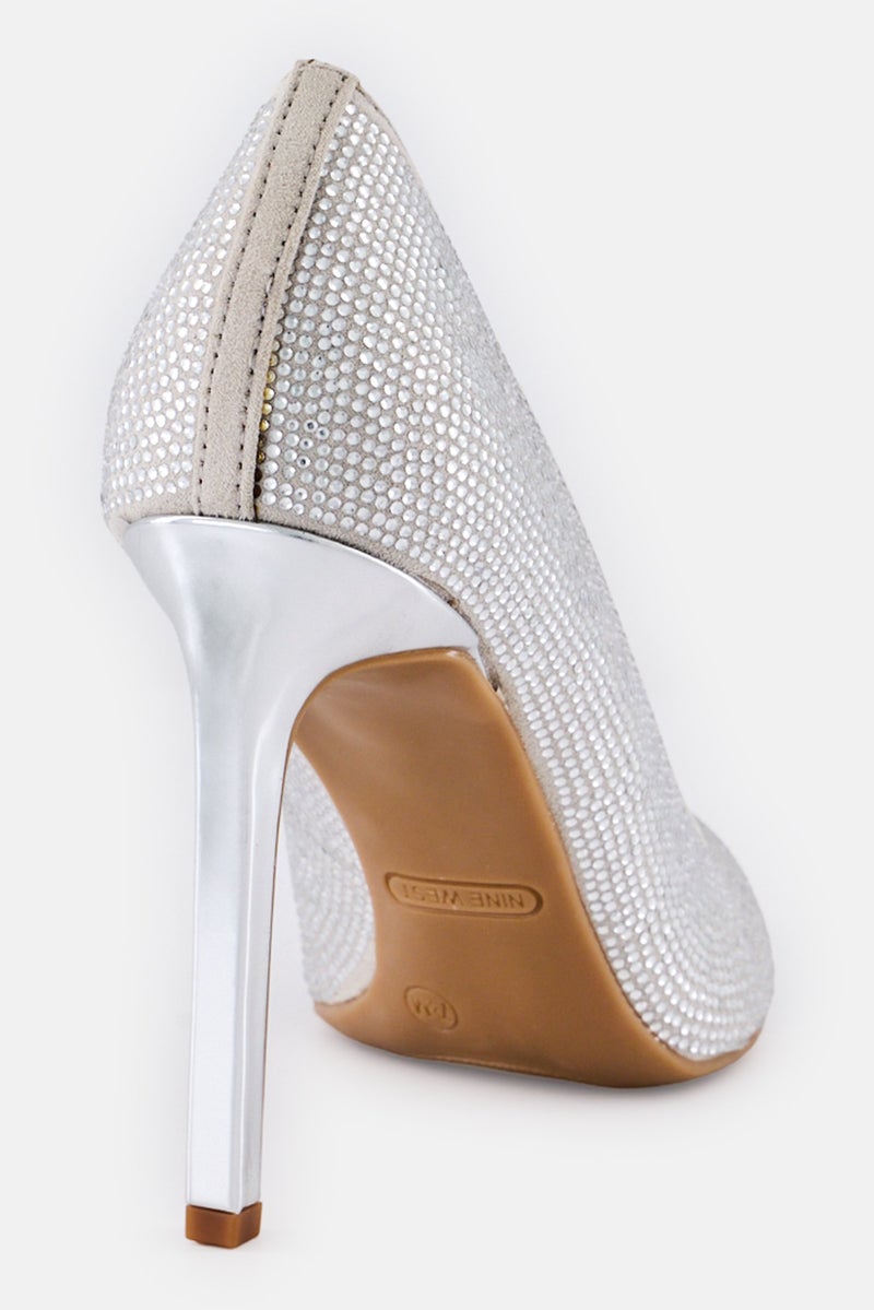 NINE WEST Women Twinn Slip On Pumps, Silver - Image 4