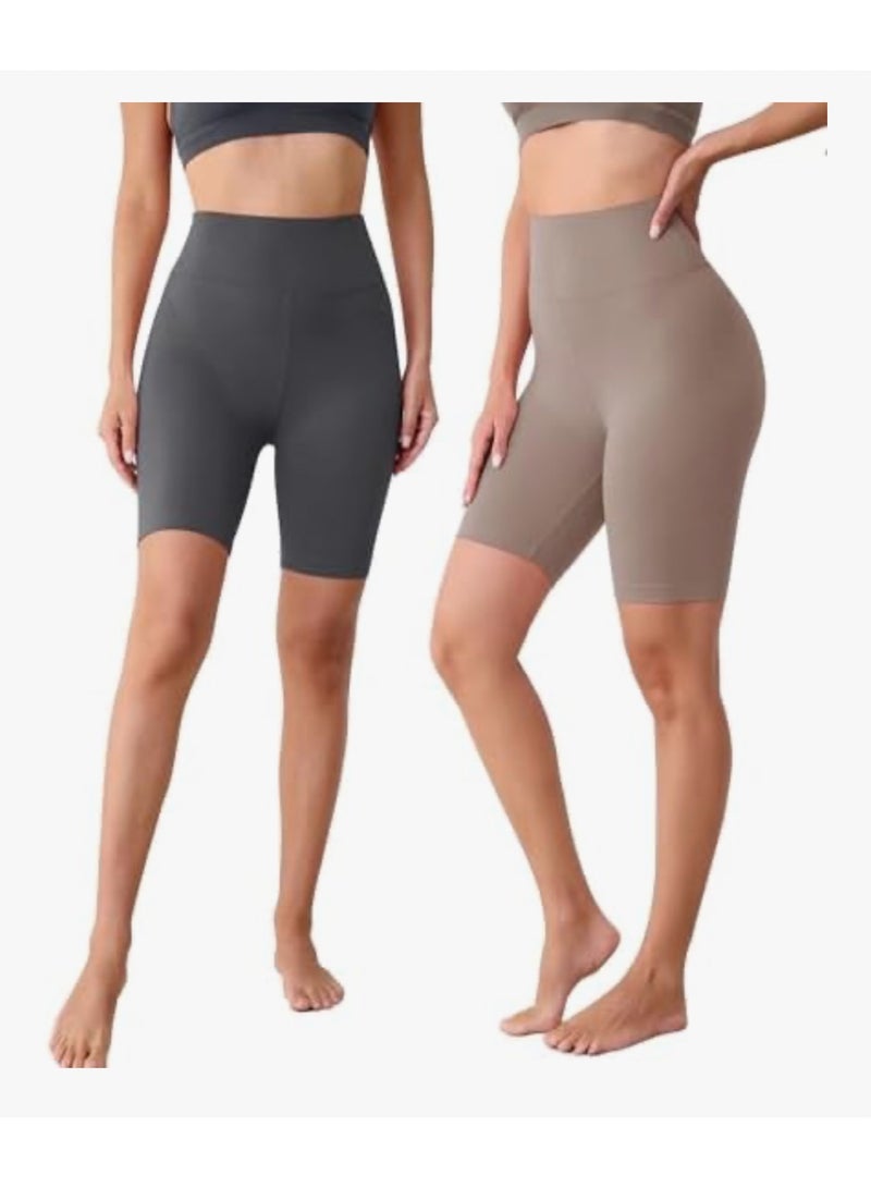 VALANDY Creamlush 4 Pack Biker Shorts Women-8" High Waisted Stretchy Soft Yoga Lounge Shorts - Image 2