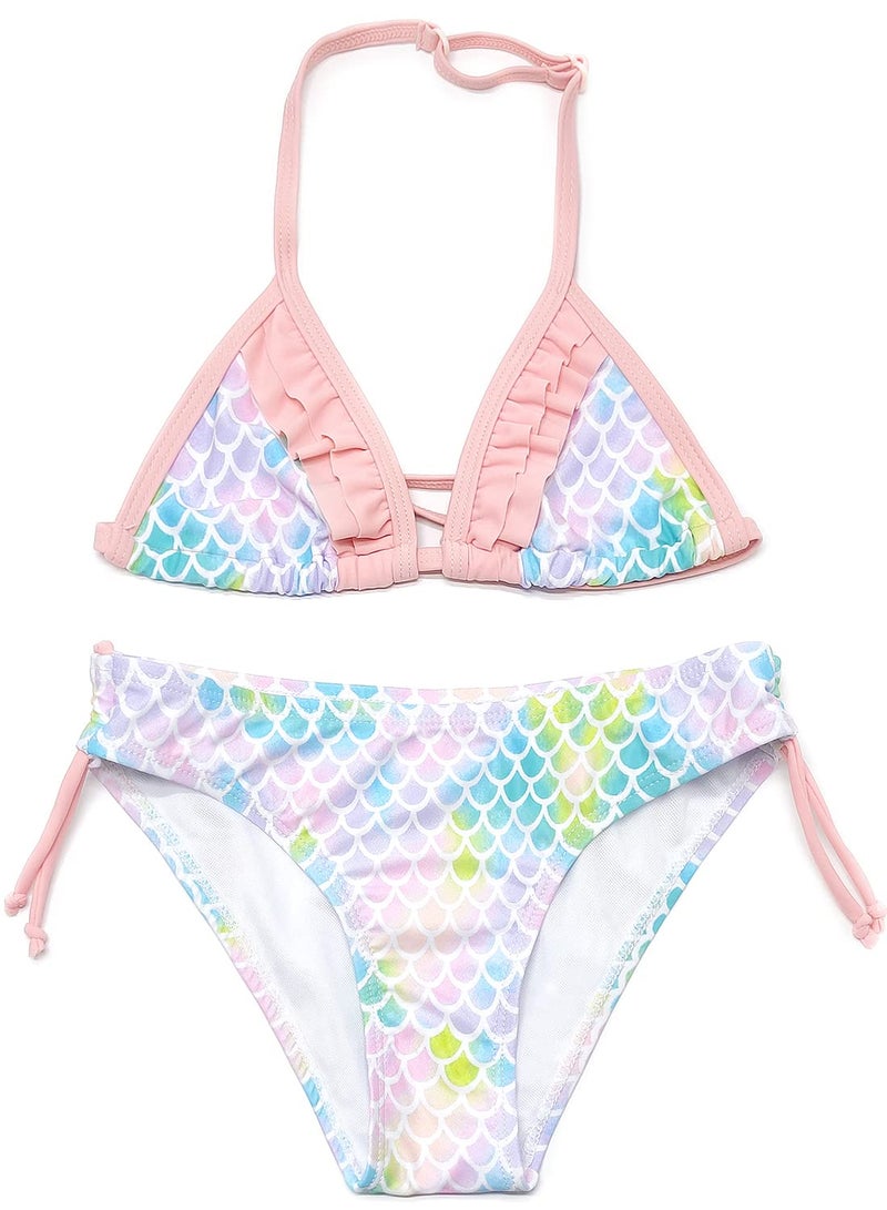 SHEKINI Girls Swimwear Halter Triangle Bikini Drawstring Side Two Piece Swimsuits (Prink - C, 12-14 Years) - Image 4
