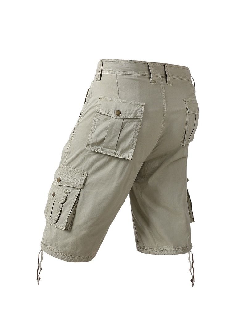Loquat Men's New Summer Work Shorts Capris Multi Pocket Sports Shorts Khaki  - Image 2