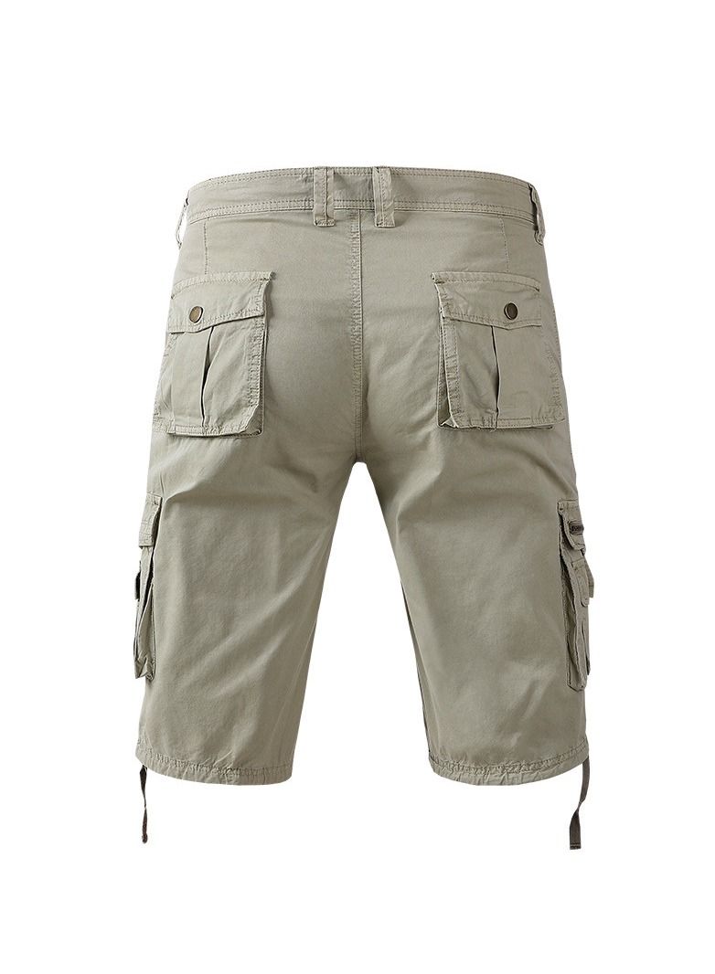 Loquat Men's New Summer Work Shorts Capris Multi Pocket Sports Shorts Khaki  - Image 3