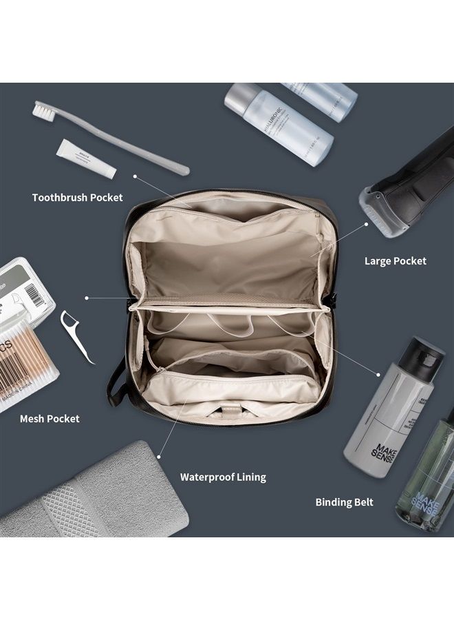 PGYTECH Wash Pouch Hanging Toiletry Bag for Men, Waterproof Dopp Kit Travel Makeup Bag Organizer for Toiletries & Cosmetics, Black - Image 2
