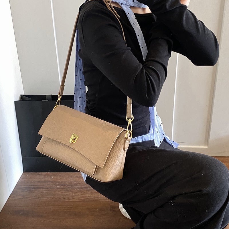 High-End Retro Litchi Pattern Underarm Bag Women'S Simple Commuting Fashion All-Match Shoulder Small Square Bag - Image 3