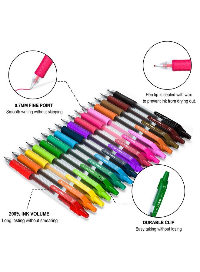 Smart Color Art 20 Colors Medium Point Colored Pens Retractable Gel Ink Pens With Comfort Grip,Smooth Writing For Journal Notebook Planner In Office Home (20 Colors) (20 Colors) (20 Colors)  - Image 3