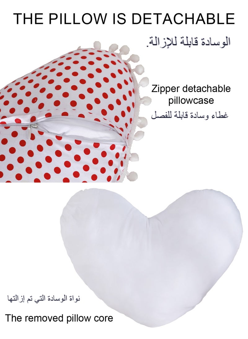 Heart Shaped Pillow with Filling 35x40 cm 100% Cotton Throw Pillow with Cute Heart Shape Decorative Cushion for Girls' Bedroom Sofa Couch Car - Image 5