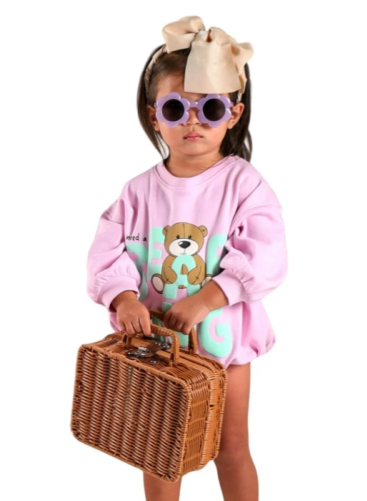 ايكو AIKO-Baby Pink Onesie With Bear Print