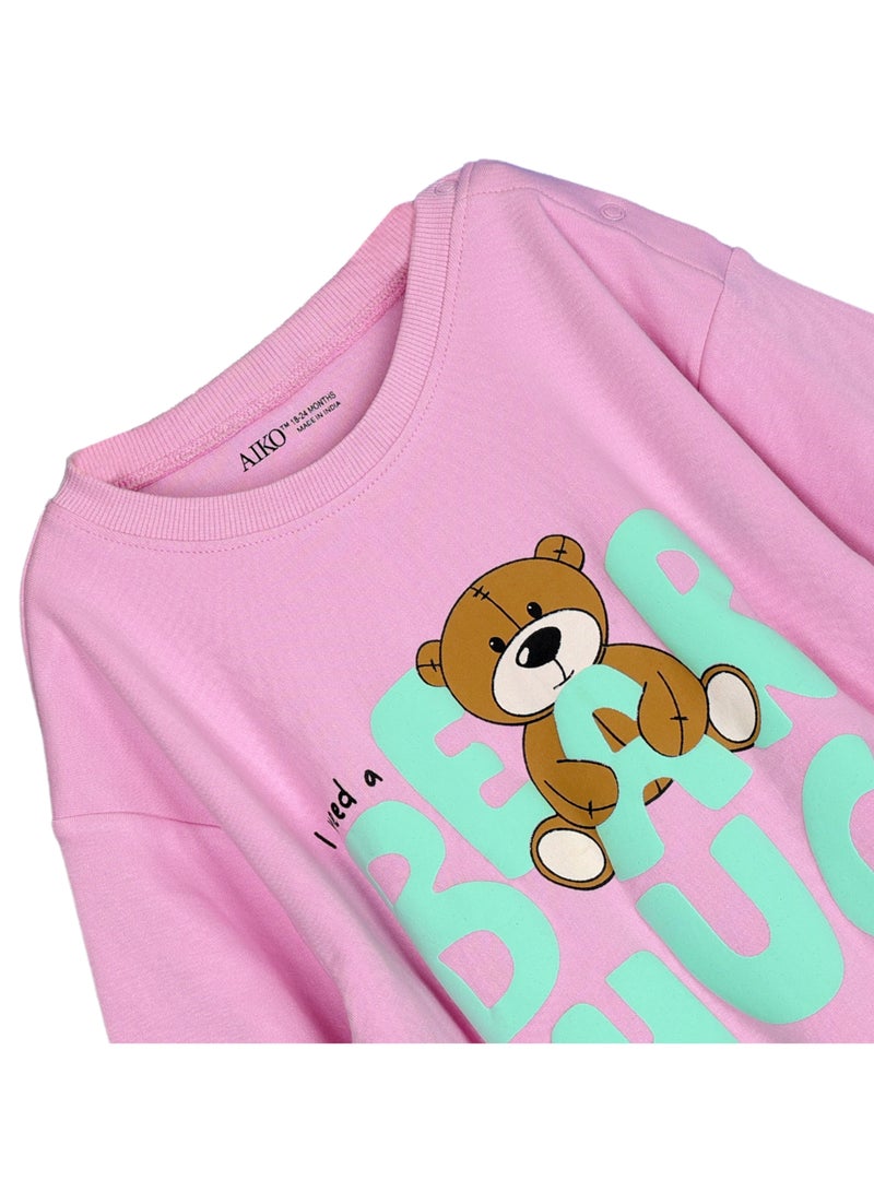AIKO AIKO-Baby Pink Body Suit with Bear Print-18-24M  - Image 2