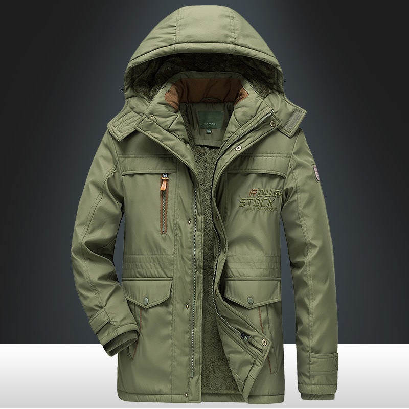 Coat Men'S Winter New Loose Cotton-Padded Coat Men'S Mid-Length Cotton-Padded Coat Plus Size Fleece-Lined Thickened Cotton-Padded Coat 8186 Cotton-Padded Coat - Image 4