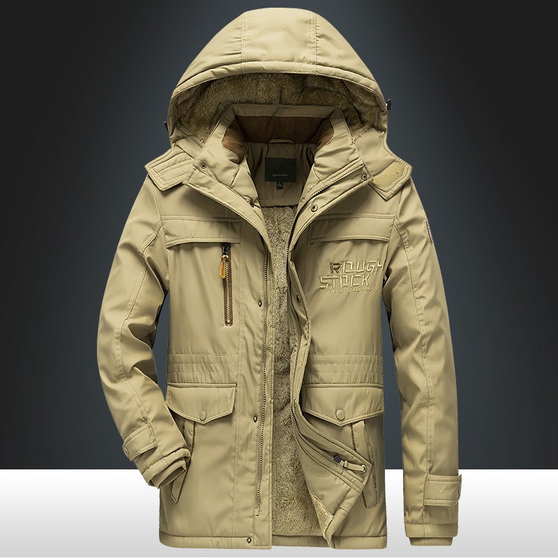 Coat Men'S Winter New Loose Cotton-Padded Coat Men'S Mid-Length Cotton-Padded Coat Plus Size Fleece-Lined Thickened Cotton-Padded Coat 8186 Cotton-Padded Coat - Image 3