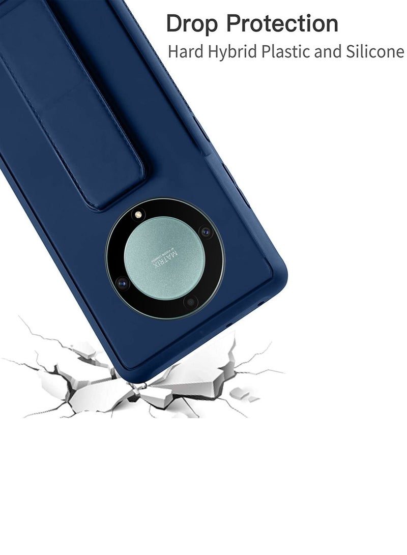 دبليو تيك غطاء جراب قبضة اليد قابل للطي بمسند مغناطيسي حزام معصم قبضة الإصبع مع مكواة مدمجة لهاتف Honor X9a 5G 2023 أزرق كحلي - Image 5