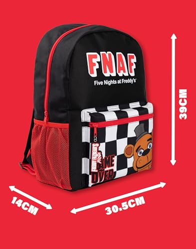 Five Nights at Freddy's Backpack | Black Rucksack with Adjustable Straps | Practical & Organised Luggage Sports School Bag For Girls & Boys | FNAF Game Series Movie Merchandise Gifts for Kids & Teens - Image 3