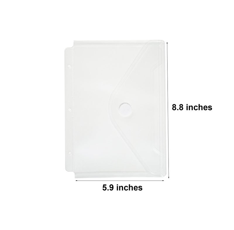 YESSART Plastic 3 Ring Binder Pockets Clear Pouches for 5.5â€™â€™ x 8.5â€™â€™ Paper Folder Organizer Hook Loop Closure 10 Pack - Image 2