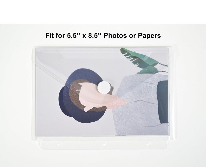 YESSART Plastic 3 Ring Binder Pockets Clear Pouches for 5.5â€™â€™ x 8.5â€™â€™ Paper Folder Organizer Hook Loop Closure 10 Pack - Image 5
