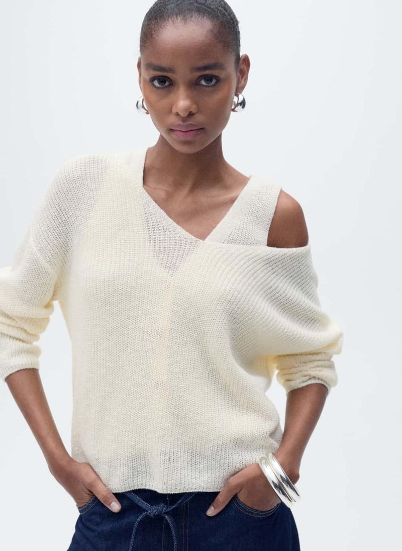 MANGO - V-Neck Knit Sweater - Image 1