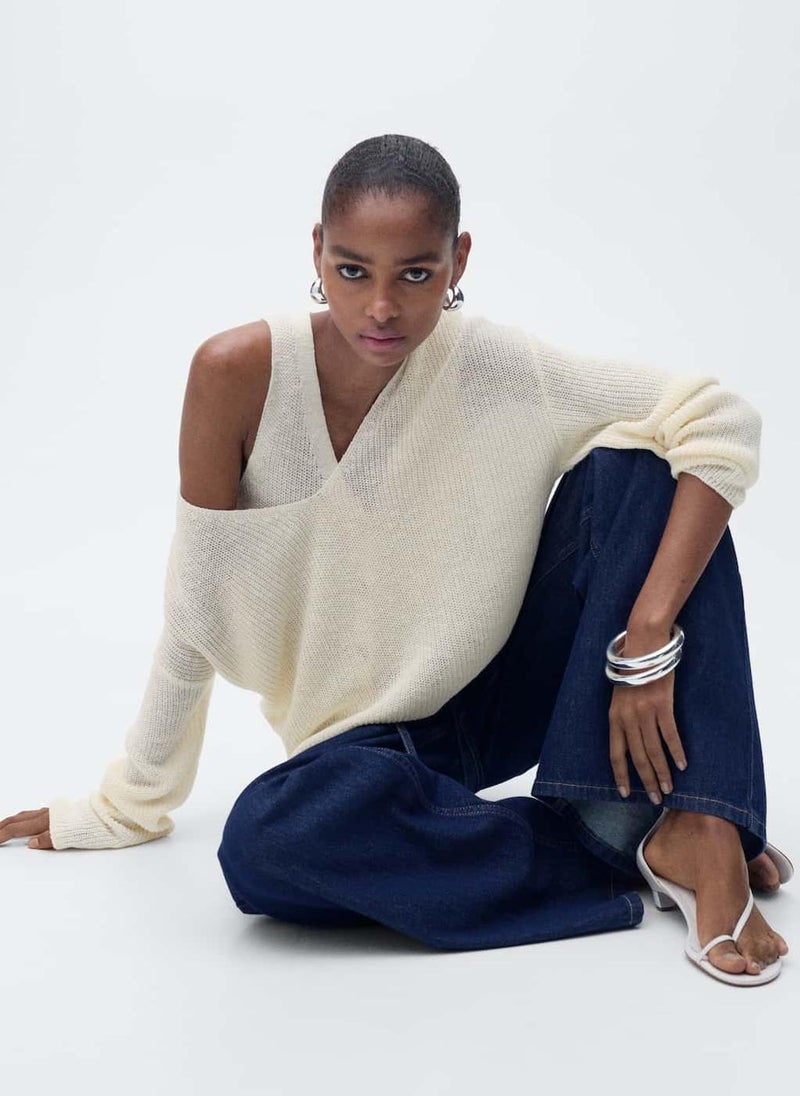 MANGO - V-Neck Knit Sweater - Image 1