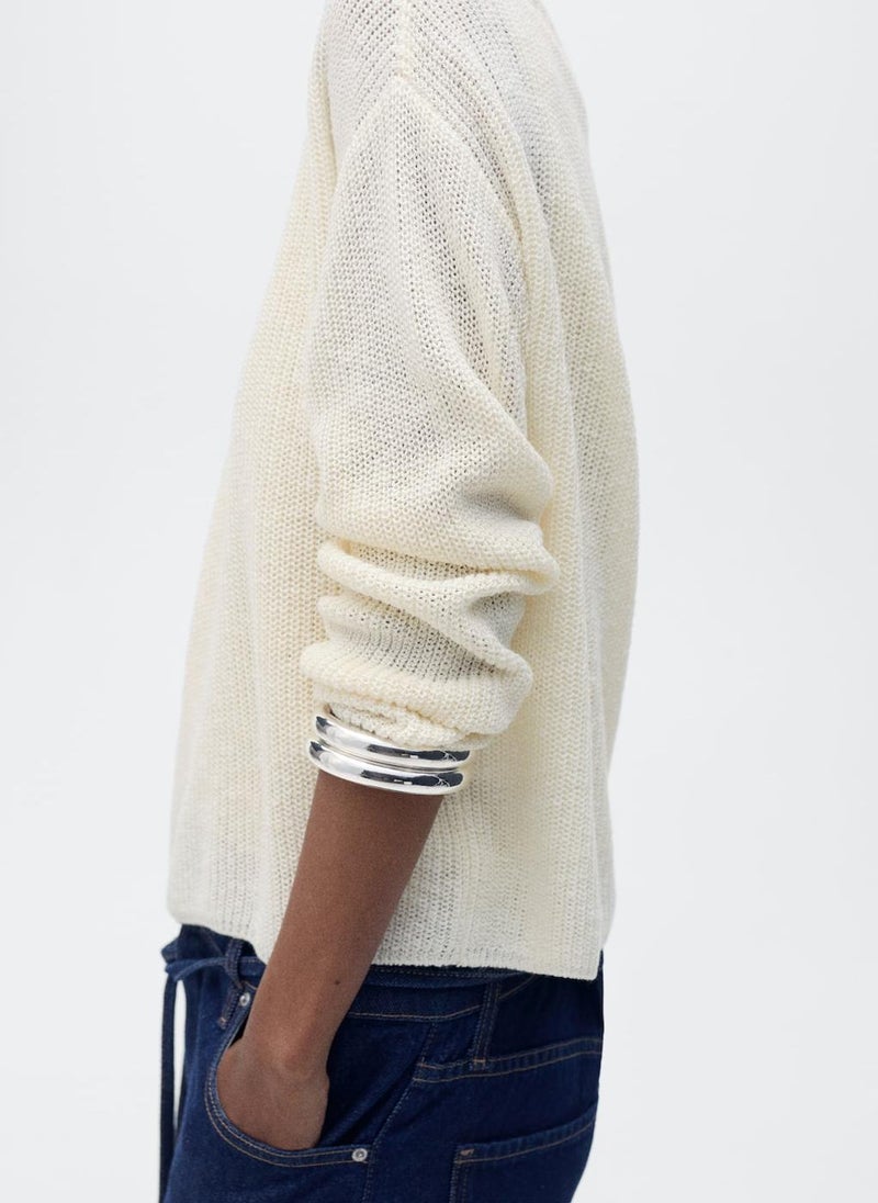 MANGO - V-Neck Knit Sweater - Image 1